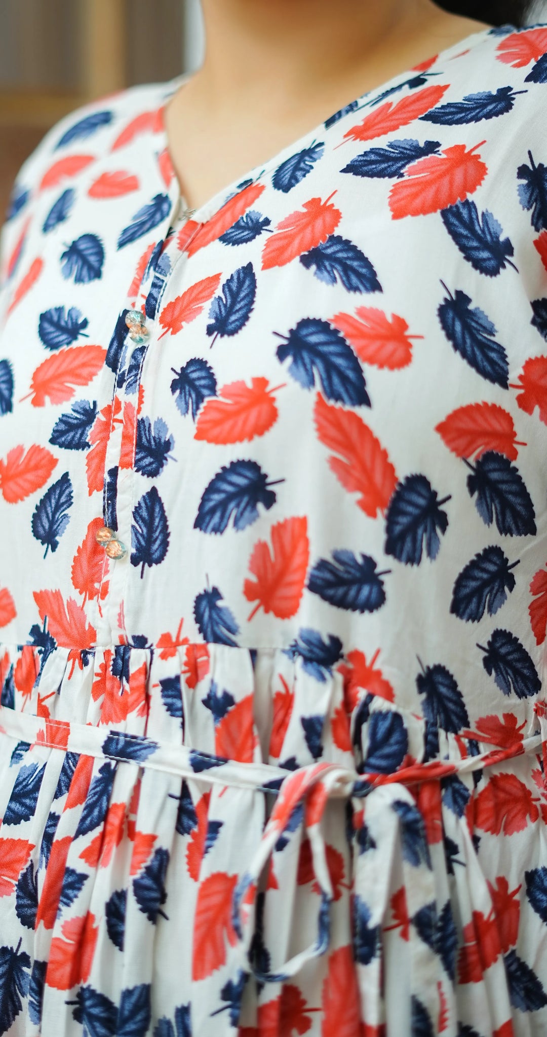FROCK - LINEN AUTUM LEAVES