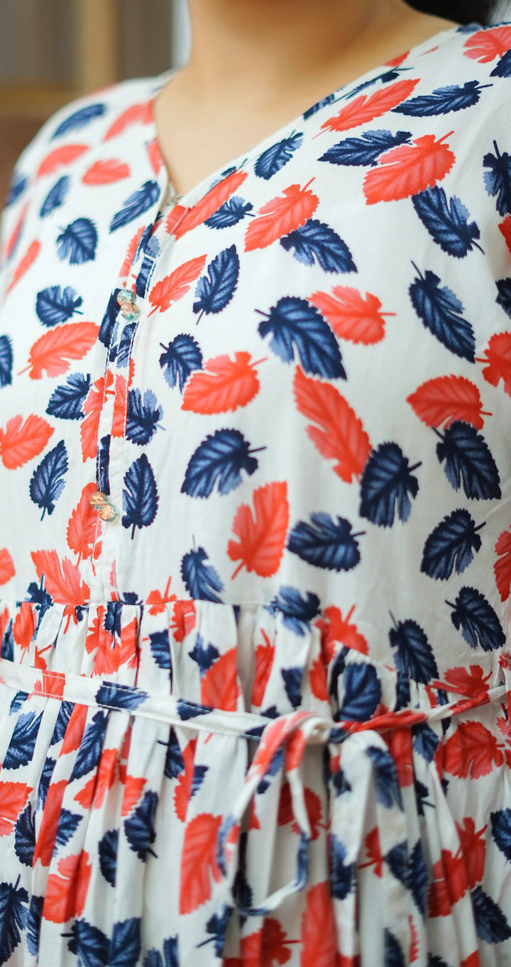 FROCK - LINEN AUTUM LEAVES