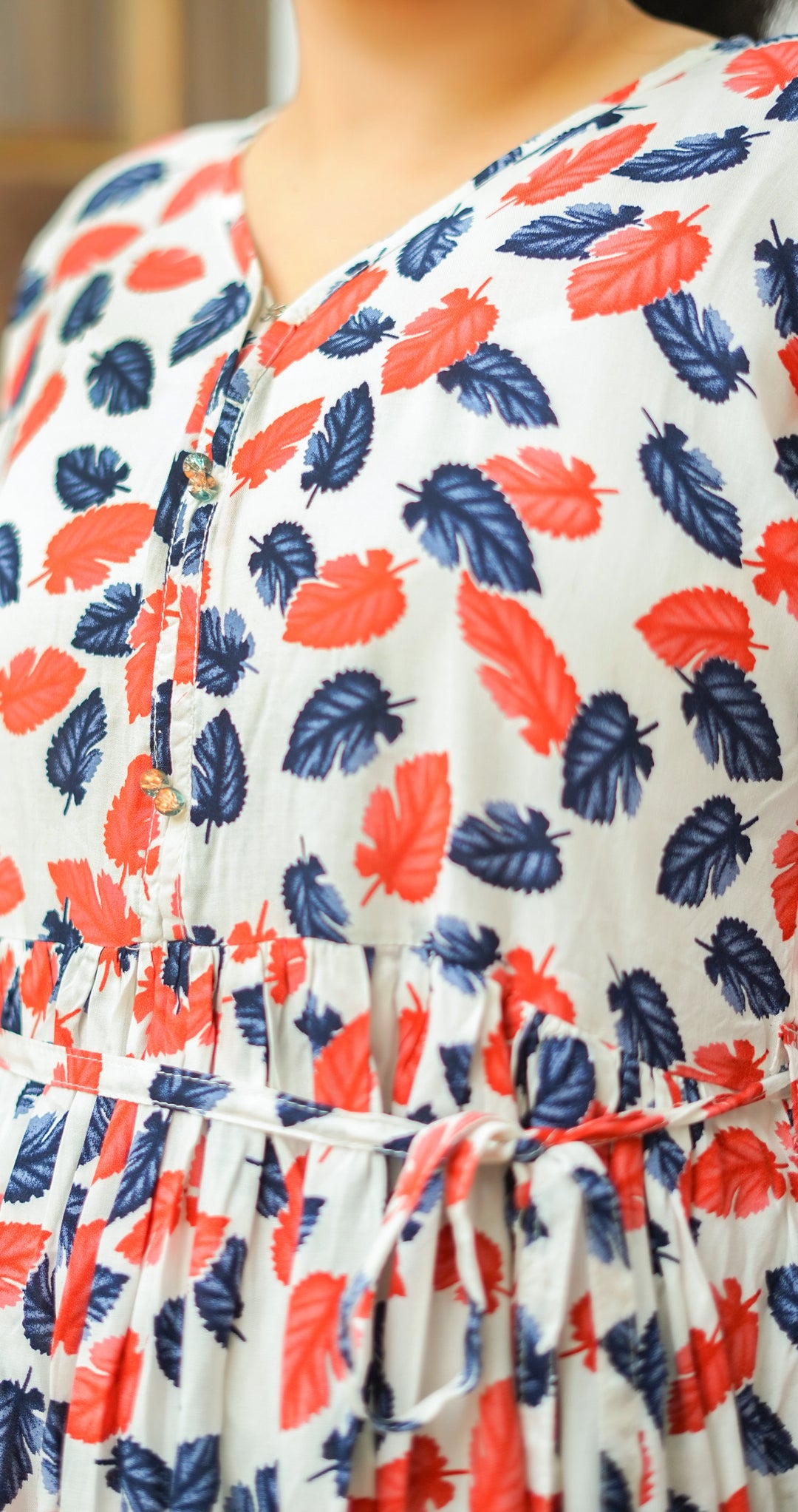 FROCK - LINEN AUTUM LEAVES
