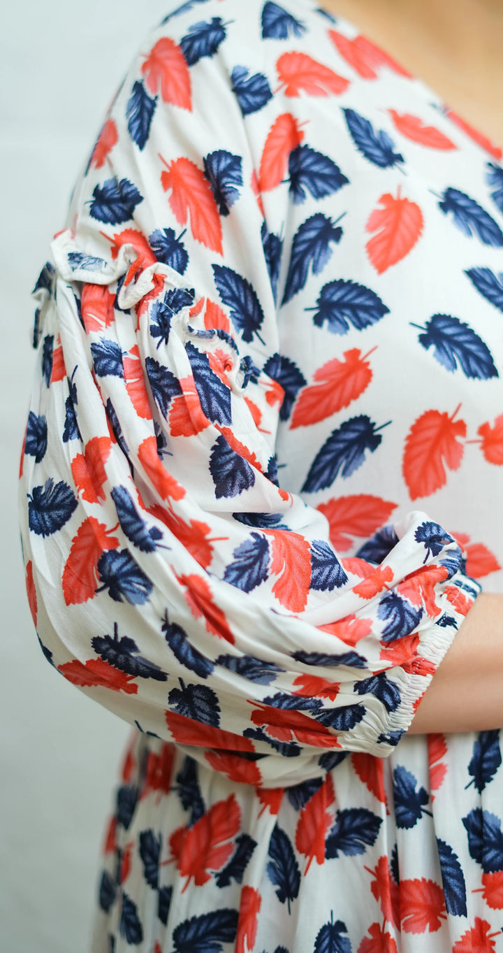 FROCK - LINEN AUTUM LEAVES