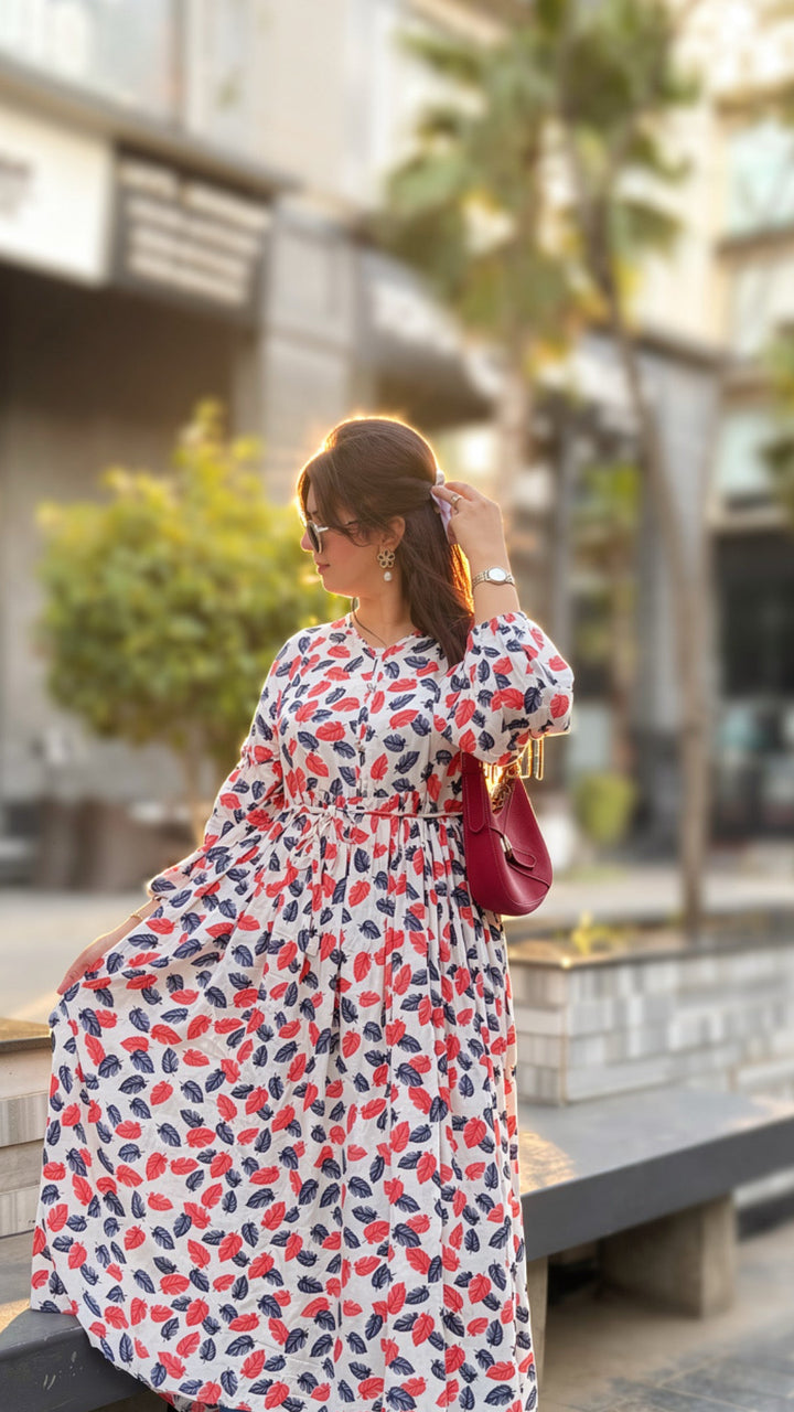 FROCK - LINEN AUTUM LEAVES